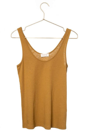 Débardeur suny lin et coton bio femme certifié GOTS fabrication locale havane brun marron tabac