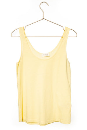 Débardeur suny lin et coton bio femme certifié GOTS fabrication locale jaune, jaune clair, jaune d’or