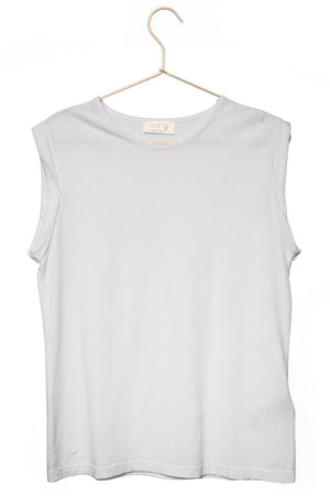 Débardeur femme lin et coton bio col rond coupe droite gris clair, gris doux, gris perle, gris souris