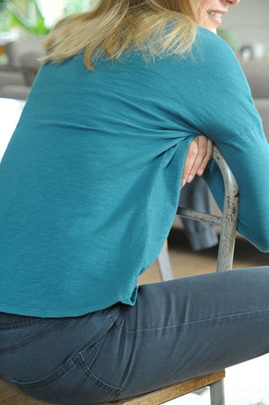 Extra suny doux tee shirt col rond femme écoresponsable label GOTS vert pin