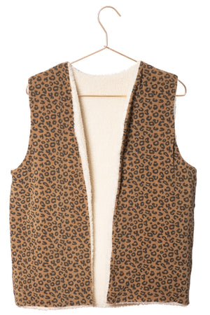 Gilet réversible en matières upcyclées DAKOTA Léopard Havane