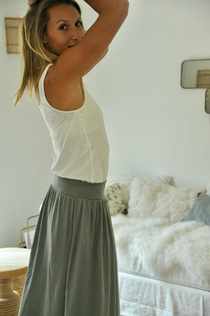 Débardeur lin et coton bio femme certifié GOTS fabrication locale blanc cassé écru