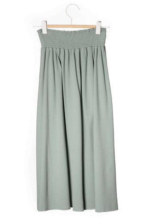 Jupe mi-longue en coton bio SUNY MIDI PLUMETIS vert sauge