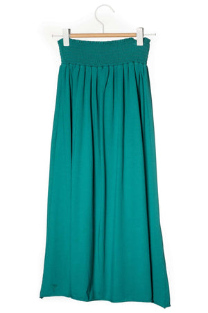 Jupe mi-longue en coton bio SUNY MIDI vert emeraude