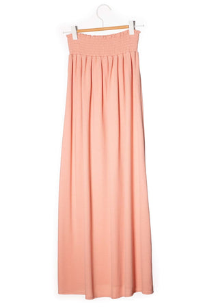 Jupe longue femme fluide smock à la taille jupon smocké jersey de coton bio GOTS éco-responsable robe bustier robe de plage rose confettis, rose, rose vif, rose Pepsi, rose corail, rose pétillant, rose bonbon, rose fuchsia