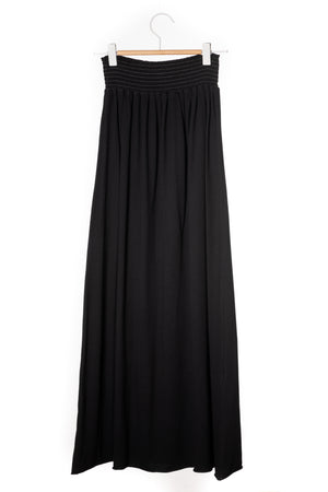 jupe longue en coton bio ceinture élastiquée noire