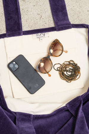 sac de sport, ordi, week end en velours côtelé bio violet