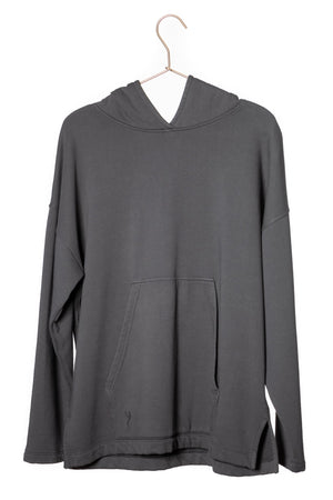 Sweat capuche femme coton bio certifié GOTS hoodie en molleton bio oversize vareuse anthracite, gris, gris foncé, gris graphite, charbon