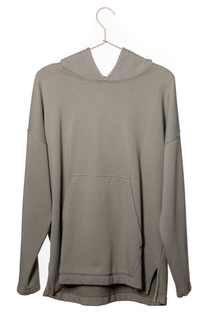 Sweat capuche femme coton bio certifié GOTS hoodie en molleton bio oversize vareuse gris kaki, gris, kaki, vert doux, gris vert