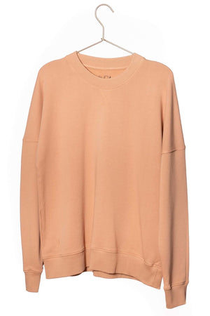 Sweat basique pour femme col rond manche longue manche tombante coton biologique certifié GOTS molleton rose des sables, rose doux, rose corail, rose brun, rose orange, vieux rose, rose ancien, rose beige, rose caramel