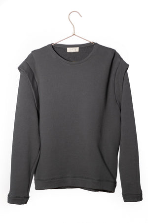 Britt sweat shirt teint en pièce écologique épaulette femme éthique anthracite