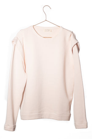 Britt sweat shirt teint en pièce écologique épaulette femme éthique rose poudre