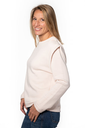 Britt sweat shirt teint en pièce écologique épaulette femme éthique rose poudre