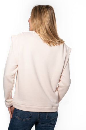 Britt sweat shirt teint en pièce écologique épaulette femme éthique rose poudre