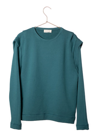 Britt sweat shirt teint en pièce écologique épaulette femme éthique vert pin