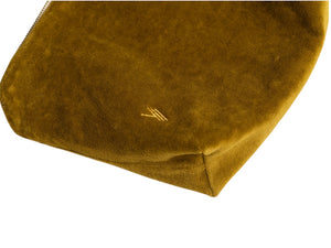 trousse de toilette en velours lisse et bio moutarde