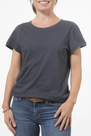 T shirt unisexe col rond manche courte coton bio souple forme droite noir uni suny