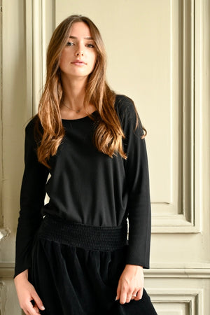 Suny minuit jupe longue velours 100% coton bio noir