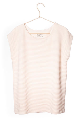 T shirt femme manche courte coupe droite uni coton bio GOTS eco responsable col rond évasé rose poudre, rose pâle, blanc rosé, écru, rose clair