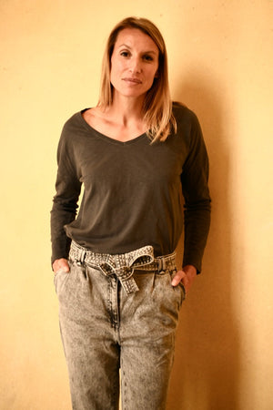 Tee shirt en coton bio EXTRA SUNY V DOUX anthracite