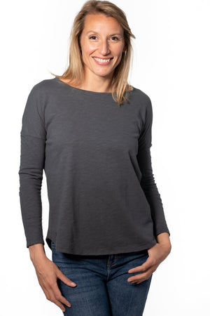 Extra suny doux tee shirt col rond femme écoresponsable label GOTS anthracite