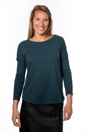 Extra suny doux tee shirt col rond femme écoresponsable label GOTS vert canard