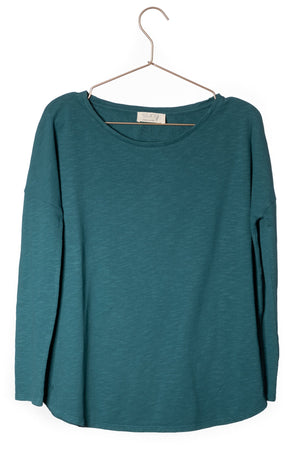 Extra suny doux tee shirt col rond femme écoresponsable label GOTS vert pin