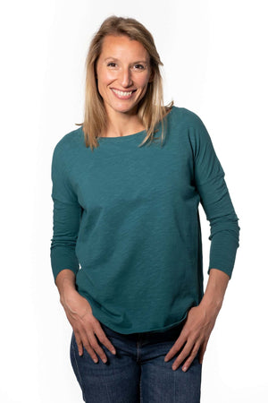 Extra suny doux tee shirt col rond femme écoresponsable label GOTS vert pin