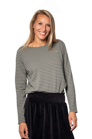 Navy suny marinière femme coton bio certifié GOTS gris kaki