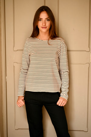 Navy suny marinière femme coton bio certifié GOTS rose poudre