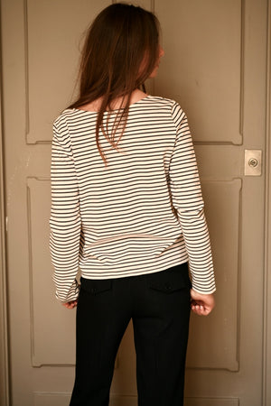 Navy suny marinière femme coton bio certifié GOTS rose poudre