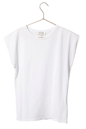 Tee shirt coton bio femme manche courte à épaulettes non rigides blanc