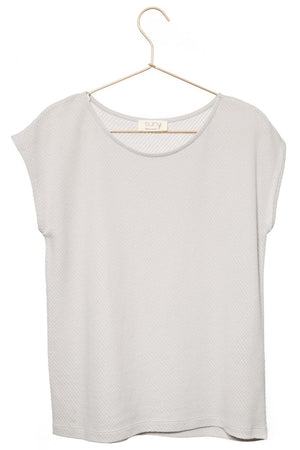 T shirt suny femme manche courte coupe droite uni coton bio col rond évasé certifié GOTS fabrication locale gris clair, gris doux, gris perle, gris souris