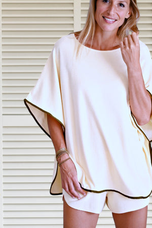 cape de bain piscine plage en éponge boucle bio écru