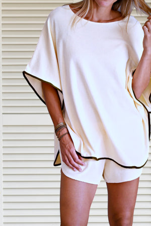 cape de bain piscine plage en éponge boucle bio écru