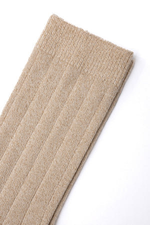 Chaussettes côtelées en coton bio COLETTE coloris écru caresse avec fils dorés, fabriquées en France