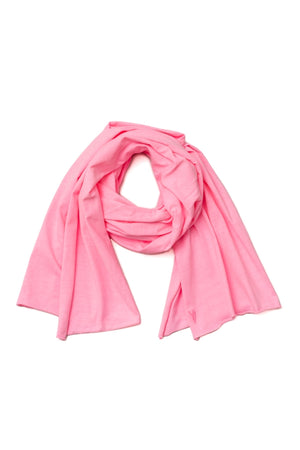 Chèche femme Iseult rose malabar Suny en jersey de coton bio GOTS, dimensions 173x47 cm