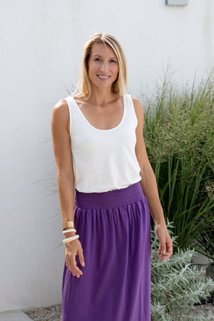 Débardeur lin et coton bio femme certifié GOTS fabrication locale blanc cassé écru