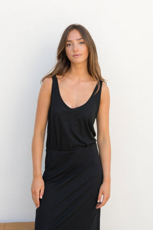 débardeur femme lin et coton bio noir pour un look décontracté ou habillé green et chic