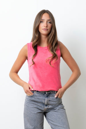 Débardeur femme Gisèle pink, col rond ajusté, basique chic en coton bio GOTS