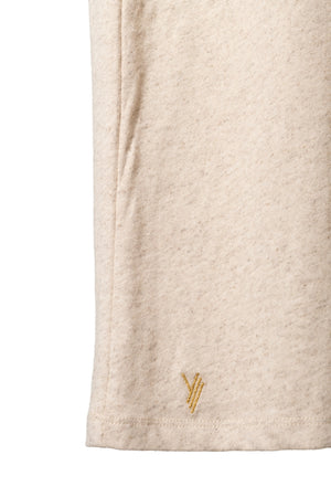 détail matière upcyclée lin et coton écru chiné