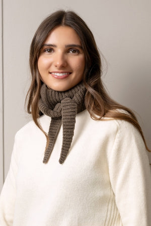 Mini écharpe JULES café en laine upcyclée façon Sophie scarf à nouer autour du cou Suny