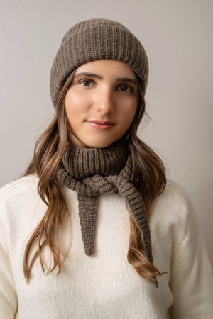 Mini écharpe JULES café en laine upcyclée façon Sophie scarf à nouer autour du cou Suny