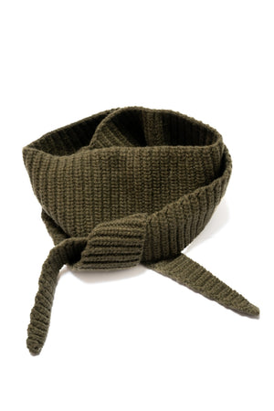 Mini écharpe JULES kaki vert en laine italienne upcyclée façon Sophie scarf Suny