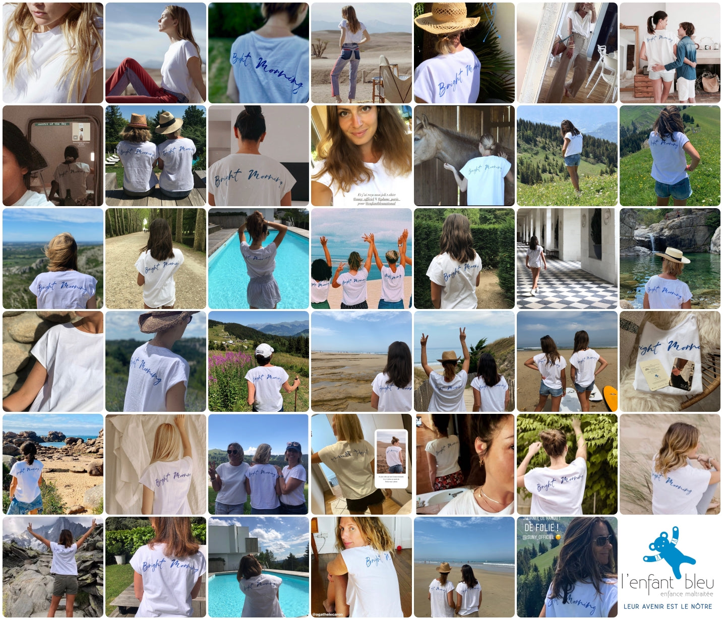 tee shirt en coton bio pour l'association l'enfant bleu