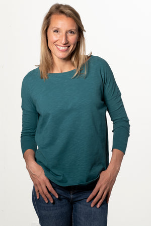 Extra suny doux tee shirt col rond femme écoresponsable label GOTS vert pin