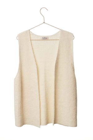 Gilet sans manche en laine upcyclée écru caresse - modèle HEIDI Suny