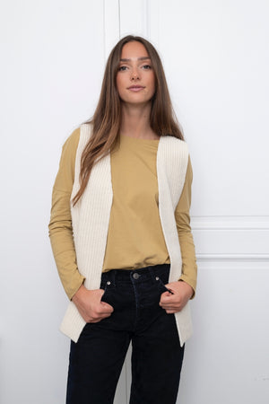 Gilet sans manche en laine upcyclée écru caresse - modèle HEIDI Suny