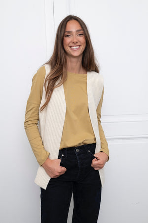 Gilet sans manche en laine upcyclée écru caresse - modèle HEIDI Suny