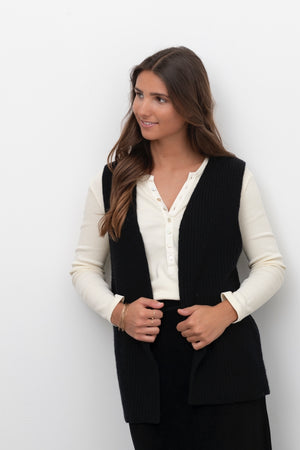 Gilet en laine upcyclée HEIDI noir noir